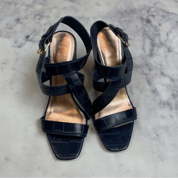Ted Baker London | Shoes | Ted Baker Kaseraa Croc Embossed  Ted Baker Kaseraa Croc Embossed Leather Sandals Navy Block Heel Sz 39.5/ 8.5